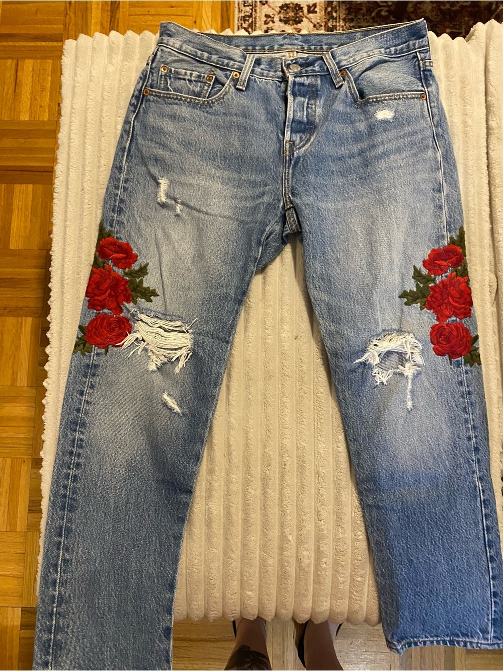 Levis Rose Embroidered Jeans